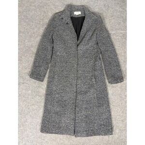 Jacqueline Ferrar Gray Tweed Wool‎ Blend Longline Funnel Neck Coat Womens 6